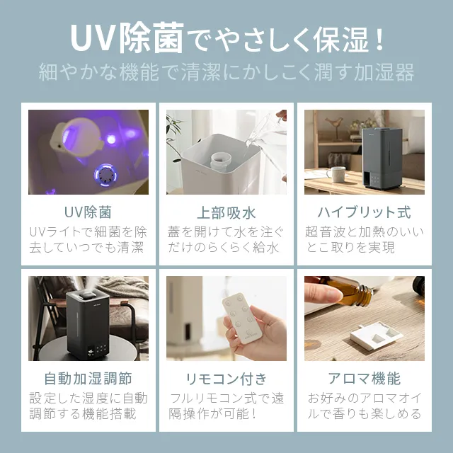 5L 上部給水式 UV除菌機能付き ハイブリッド加湿器｜モダンデコ公式