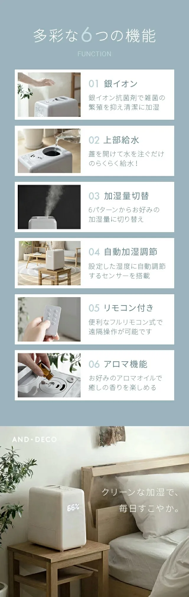 お客様の声を元に以下4つを改良しました、多彩な6つの機能