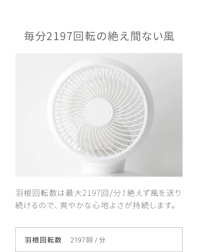 毎分2197回転の絶え間ない風