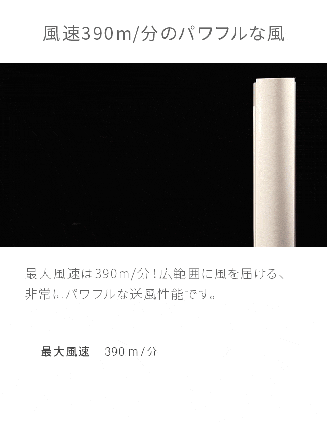 風速390m／分のパワフルな風