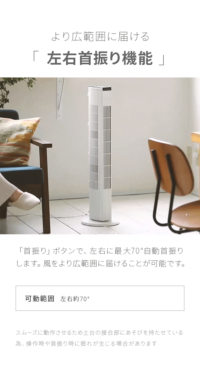 より広範囲に届ける「左右首振り機能」