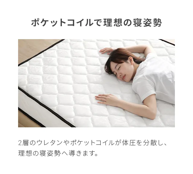 セミダブル・大容量収納] コンセント機能付きベッド マットレス付き