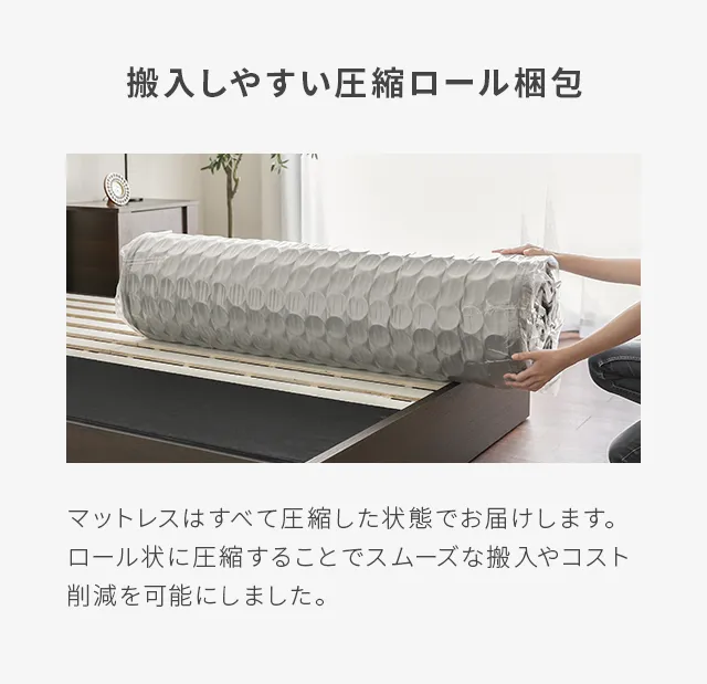 S/SD/D/Q 大容量収納] コンセント機能付きベッド 収納左右組み換え可能