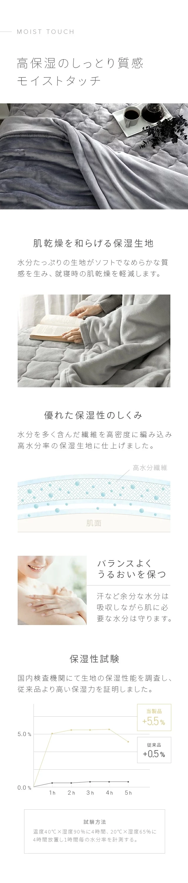 高保湿のしっとり質感モイストタッチ