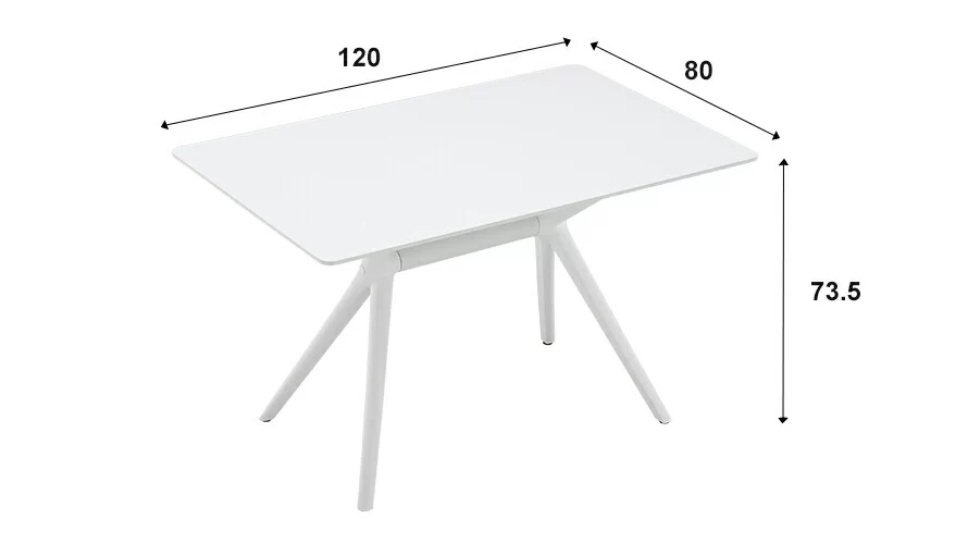 商品サイズ。横幅約120cm、奥行き約80cm、高さ約73.5cm。