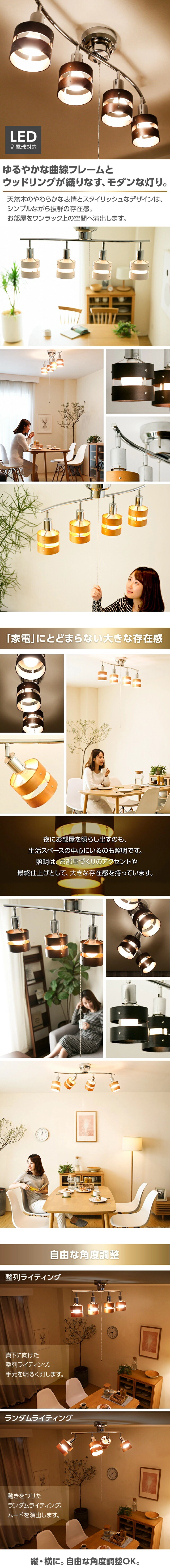 ゆるやかな曲線フレームとウッドリングが織りなす、モダンな灯り