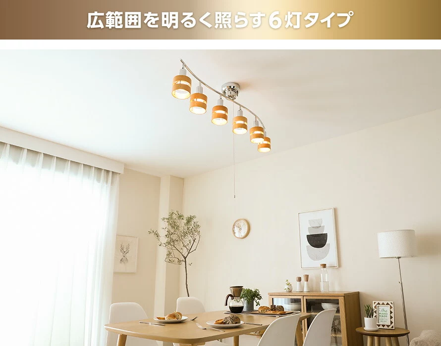 広範囲を明るく照らす6灯タイプ