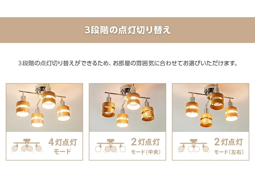 3段階の点灯切り替え