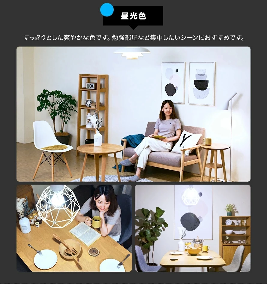 お部屋に合わせて選べる2色、昼光色