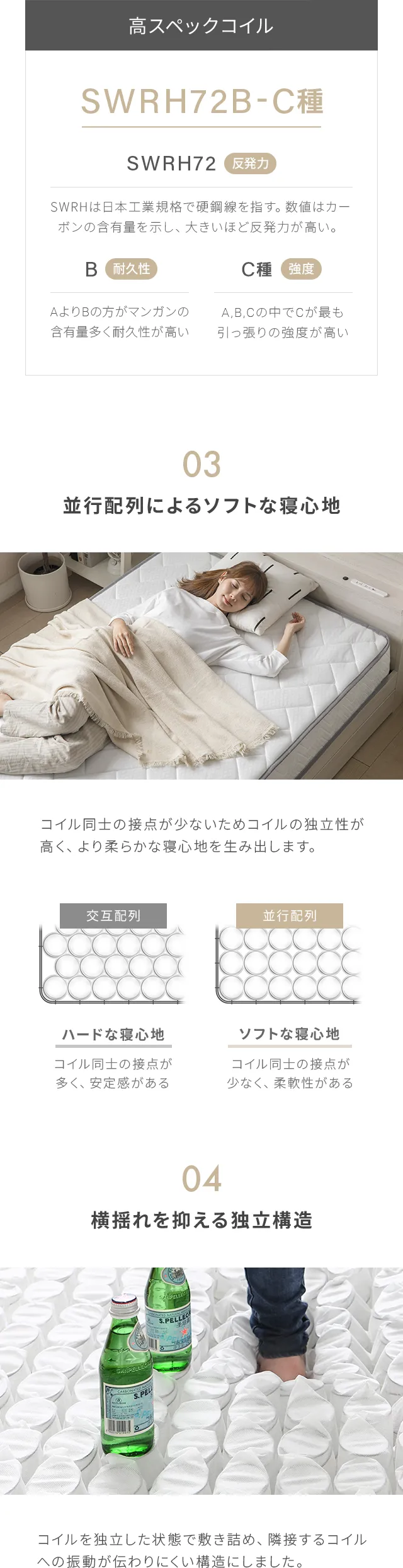 並行配列によるソフトな寝心地