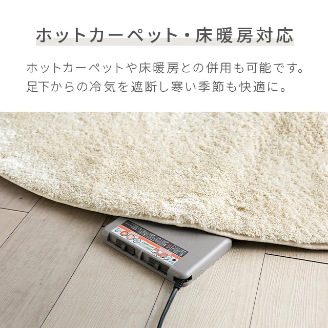 シャギーラグ 円形 200×200cm 洗える 防音 防ダニ 抗菌防臭 滑り止め