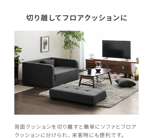 幅103cm・コンパクトにくつろげる] 2WAY マルチソファーベッド ロー