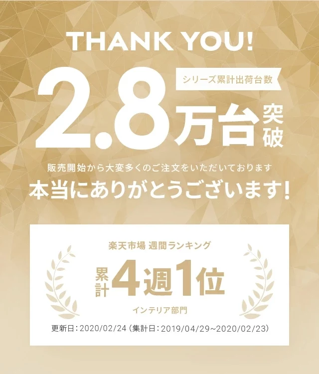シリーズ累計出荷台数2.8万台突破