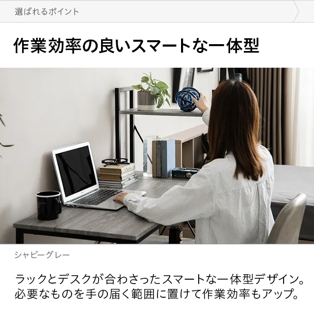 幅112cm パソコンデスク 収納ラック付き 一体型・分離型 コンパクト