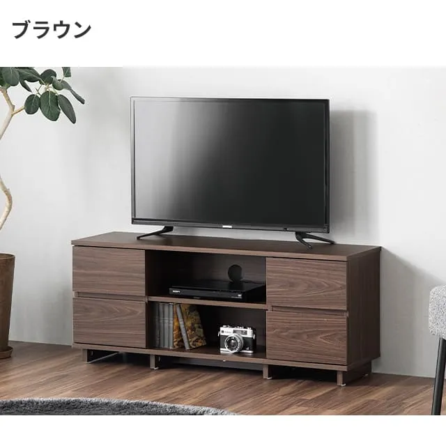 幅100cm コンパクトテレビボード 木目調 オープン収納・引き出し収納