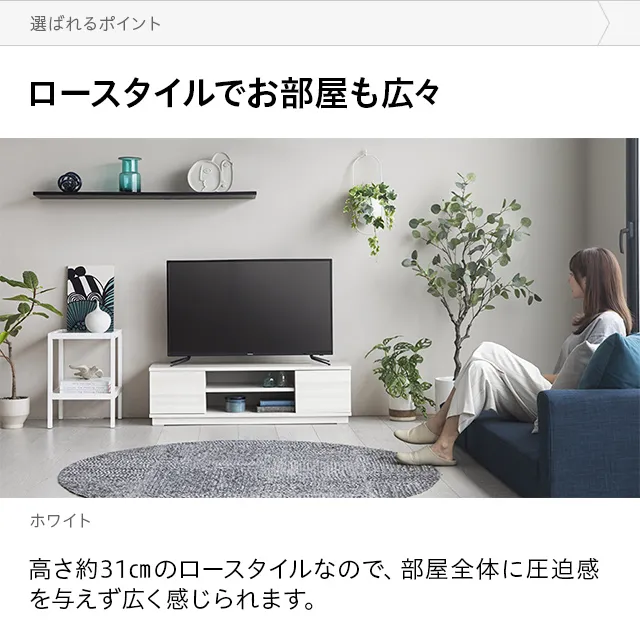 幅108cm コンパクトテレビボード 40V型対応 オープン収納・扉収納