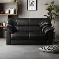 [幅135cm] 2人掛けレザーソファ モダン 応接ソファ 肘付き 天然木構造材