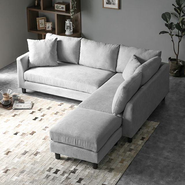 [幅204cm・広々設計] 3人掛けカウチソファ L字 レイアウト自由