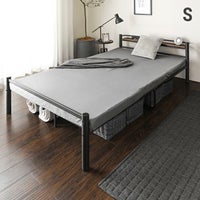 [シングル] スチールパイプベッド 多機能ヘッドボード USB+コンセント 高さ2段階調節