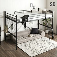 [セミダブル] ロフトベッド はしご USB+コンセント 多機能ヘッドボード ハンガーパイプ