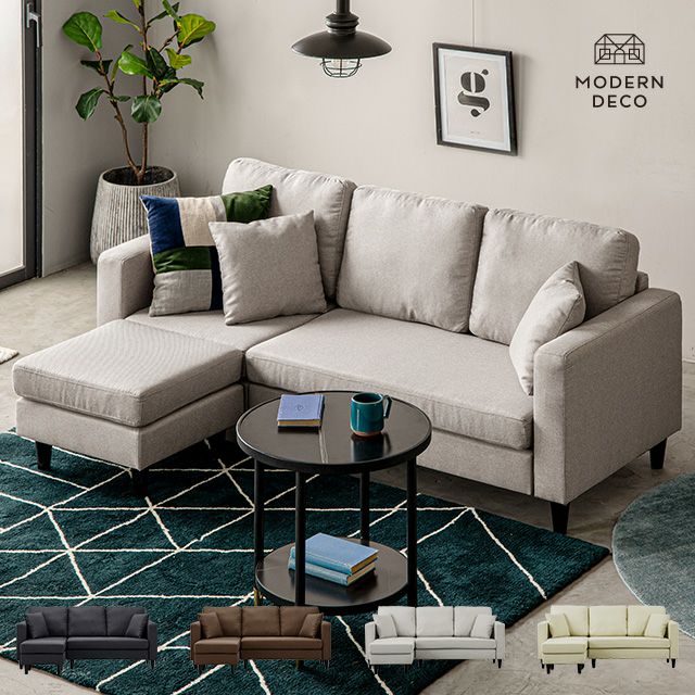 [幅176cm] 3人掛けカウチソファ ミドルタイプ（背もたれ分離型）