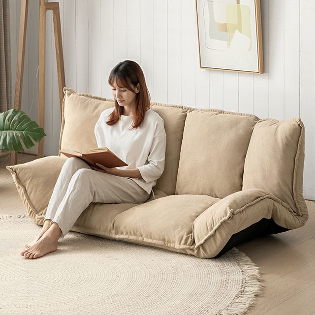 幅161cm・傷に強いペット対応生地も] 2人掛けフロアソファ 座椅子