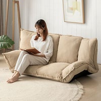 [幅161cm・傷に強いペット対応生地も] 2人掛けフロアソファ 座椅子タイプ リクライニング