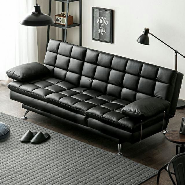 [幅190cm] 3人掛け3WAYレザーソファーベッド