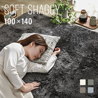 シャギーラグ 長方形 100×140cm 洗える 防音 防ダニ 抗菌防臭 滑り止め付き