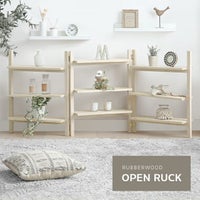 可動式オープンラック 天然ラバーウッド製