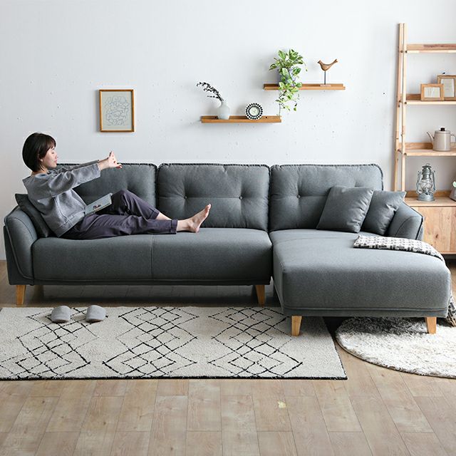 幅265cm] 3人掛けカウチソファ セパレートスタイル 天然木脚 ビッグ