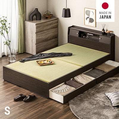 [シングル] 日本製 照明付き畳ベッド