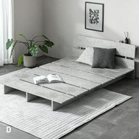 [D] 余白を楽しむローベッドフレーム 天然木調 ステージベッド 2口コンセント