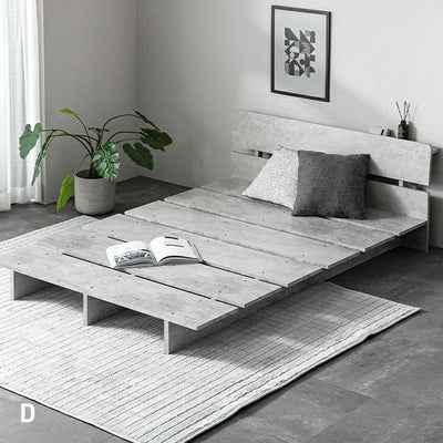 [D] 余白を楽しむローベッドフレーム 天然木調 ステージベッド 2口コンセント