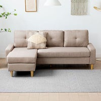 [幅183cm・傷に強いペット対応生地も] 3人掛けカウチソファ 組換え可能 L字型 北欧デザイン