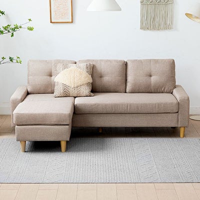 [幅183cm・傷に強いペット対応生地も] 3人掛けカウチソファ 組換え可能 L字型 北欧デザイン