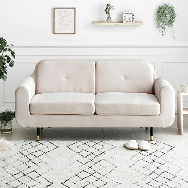 [幅161cm] 2人掛けベロアソファ